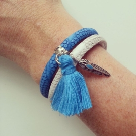 Ibiza Armband "Blue & Ivory Grey"