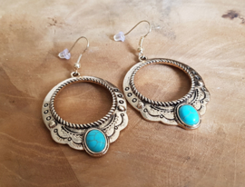 Boho Oorbellen "Turquoise & Gold"