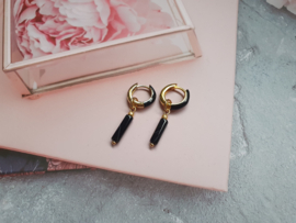 Edelsteen Oorbellen "Black Agate Hoops"