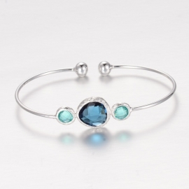 Armband "Silver Plated Stone Bangle"Blauw