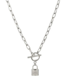 Grove Schakel Ketting Met Slotje "Locked Love" Stainless Steel