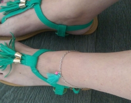 Enkelbandje "Green Tassel"