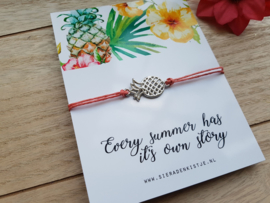 Ananas Armband Met Kaartje "Summer" Keuze Uit 4 Kleuren