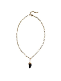 Schakel Ketting "Black Agate Tooth" Stainless Steel