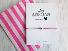 Wish Armbandje Met Kaartje "Stay Strong" Keuze uit veel kleuren