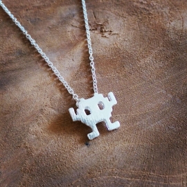 Ketting "Space Invaders" Silver Plated