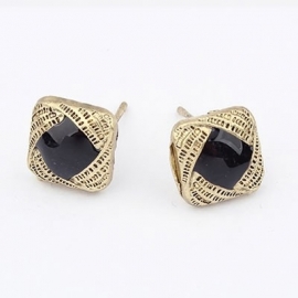 Oorbellen "Black Golden Square"