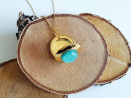 Medaillon Ketting "Green & Gold Locket"