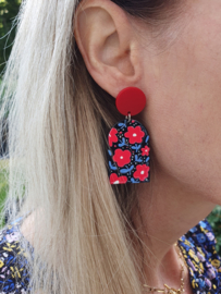 Statement Oorbellen "Red Flowerbed"