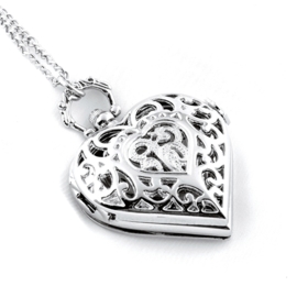 Horloge Ketting "Open Your Carved Heart" Zilver