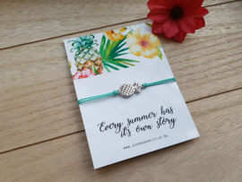 Ananas Armband Met Kaartje "Summer" Keuze Uit 4 Kleuren