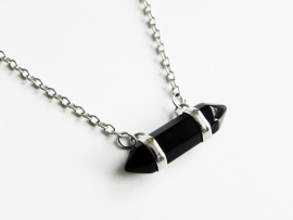 Ketting "Sideways Stone " Black Agate