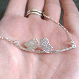 Ketting "Cute Lovebirds" Silver Plated