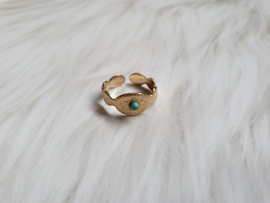 Gouden Ring "Tiny Blue Stone" Stainless Steel