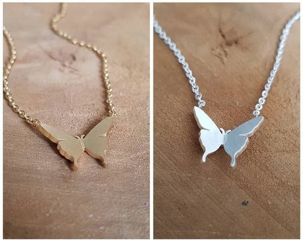 Subtiele Vlinder Ketting "Butterfly" Silver of Gold Plated