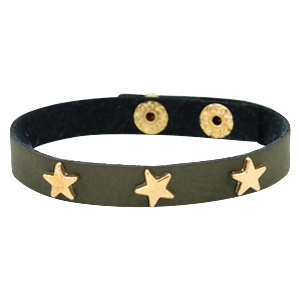 Lederlook Armband "Gold Star" Donkergroen