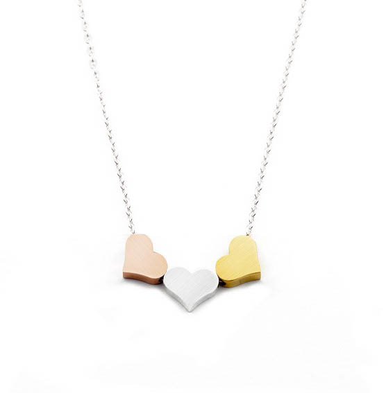 Hartjes Ketting "Tricolore Hearts" Stainless Steel