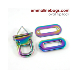 Rainbow - 1 Oval Flip Lock - (1 1/2 inch) - Emmaline Bags