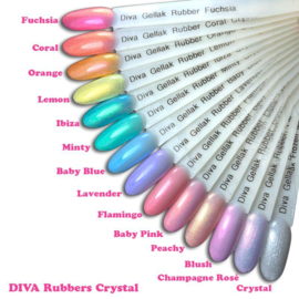 DIVA Rubber Basecoat Crystal 15 ml - 6 stuks + gratis Diva Kolinsky Fineliner