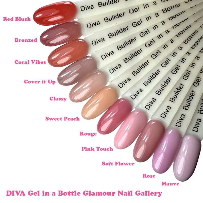 DIVA Gel in a Bottle Glamour Nail Gallery Smooth Collection - 5x 15 ml
