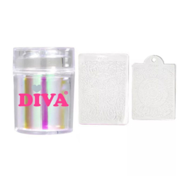 Diva Holo Rainbow Stamper Clear incl 2 kleine plaatjes