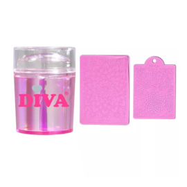 Diva Holo Rainbow Stamper Pink incl 2 kleine plaatjes