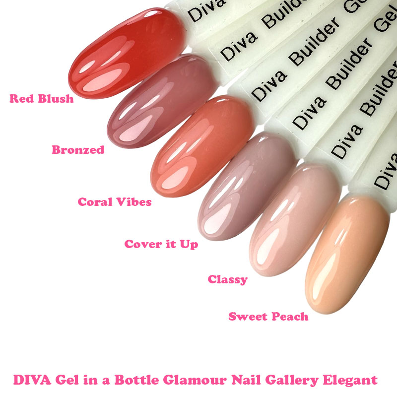 DIVA Gel in a Bottle Glamour Nail Gallery Elegant Collection - 6x 15 ml