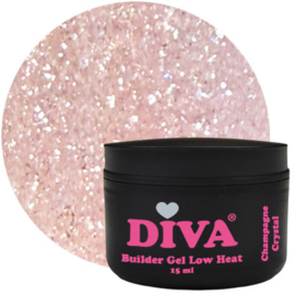 DIVA Builder Gel LOW HEAT Crystal Glow and Glam Collection - 6x 15 ml met gratis fine Liner