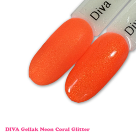 DIVA Gellak Neon Coral Glitter 10 ml