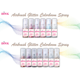DIVA Airbrush Glitter Colorboom Spray - set 6 stuks naar keuze