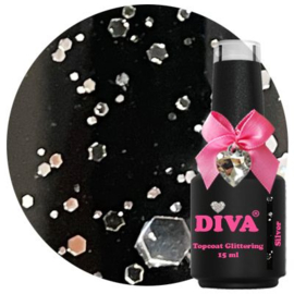 Diva Topcoat Glittering Silver- No Wipe 15 ml