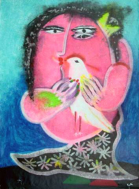 Mujer con pájaro