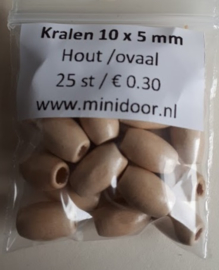 Houten kraaltjes (ovaal)