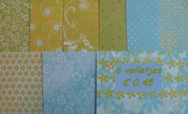 Scrapbookpapier 6 vellejtes - Blauw/groen