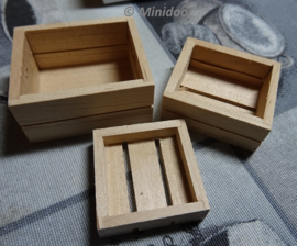 Set van 3 houten kratjes