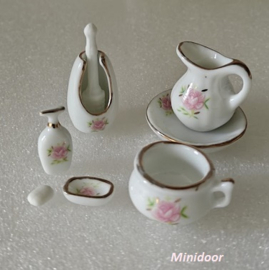 Badkamer accessoires "Roze Roos"