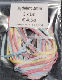 Zijdelint Pastel - roze (2 mm) - 5 x 1 meter