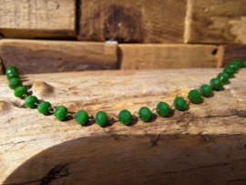 Stainless steel armband facetkralen grasgroen