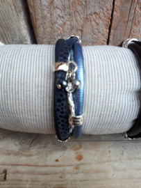 Armband leer donkerblauw