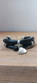 Armband leer zwart