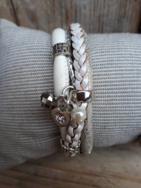 armband leer wit gevlochten 3