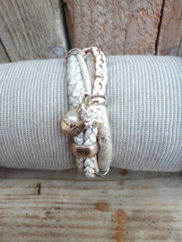 Armband leer wit gevlochten