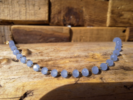 Stainless steel armband facetkralen jeansblauw