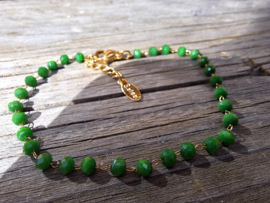 Stainless steel armband facetkralen grasgroen
