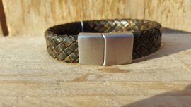 RAW stoere leren armband gevlochten bruin