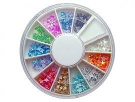 Iridescent nailart in wheel box, stars