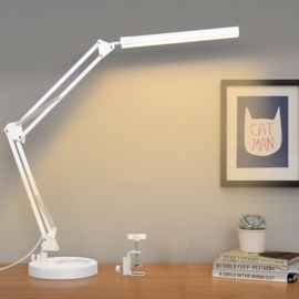 4 - LED Werklamplamp met voet & tafelklem