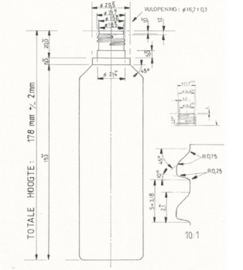 FLES 250 ML HDPE WIT (incl. dop)