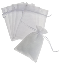 Organza zakje wit - 7x10cm. (10 stuks)