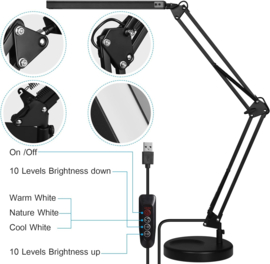 3 - LED Werklamp met voet & tafelklem